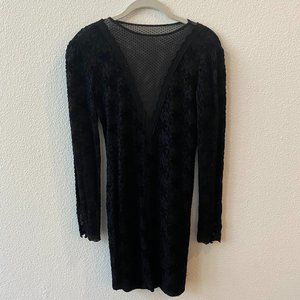 Deep V Mesh and Lace Mini Dress